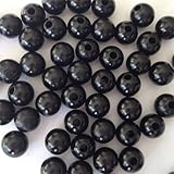 12mm Round Wood Beads (50pc) - Black
