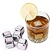 Whiskey Stones Ice Cubes, Set of 10 Stainless Steel Ice Cubes Reusable Chilling Frozen Rocks for Whiskey Wine Beverage Juice or Soda, Nonslip Rubber 'n Tongs & Plastic Storage Tray Silver