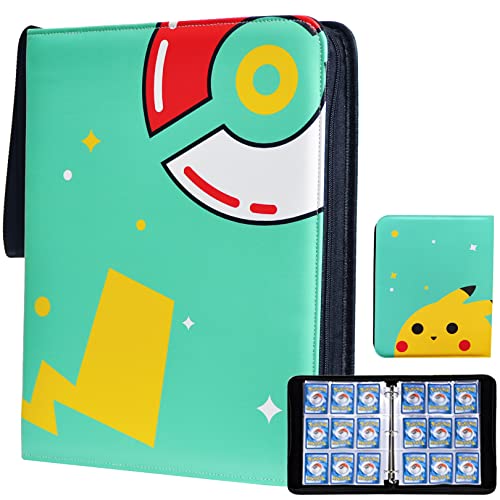pokemon binder 900 cards Trading Card 9 Pocket,900 Pockets Card Binder for with Zipper,50 Sleeves Card Holder Compatible with Standard Card,Sport Card,Game Card-Gift for Boy and Girl (Yellow, 9-Pockets) : Toys & organizing and storing your trading card collection KXM Trading Card Binder -