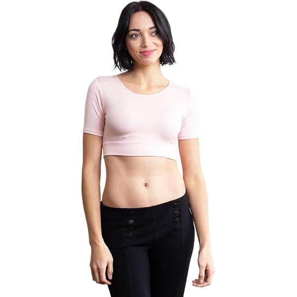 HALFTEE Boyfriend Layering Crop Top - Half Sleeve Shirt For Women (Navy, Large) - View #11