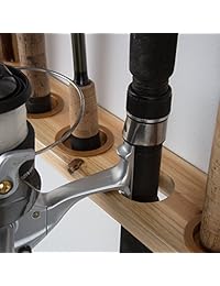 Rush Creek Creations soporte de pared para 6 cañas de pescar de 2 partes.