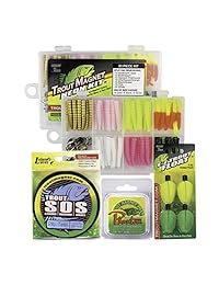 Trucha Imán Ultimate Bundle   85piece Grub Kit de neón, 350yd Bobina de trucha S.O.S., 100  de fluorocarbono Phantom líder línea, y 4 E Z trucha flotadores