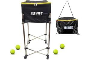 ASENVER Tennis Ball Cart Removable Pickleballs Hopper with Wheels Basket Hold Up to 160 Balls for Tennis Ball