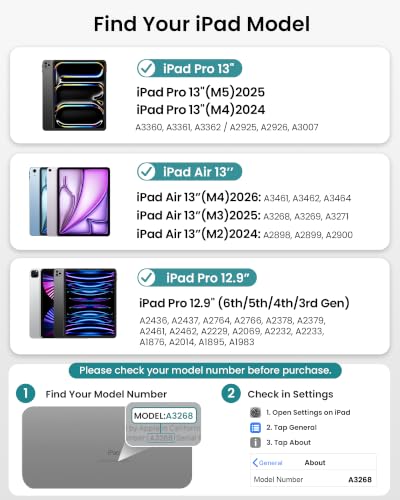 typecase Touch Case with Keyboard for iPad Pro 13"(M5/M4, 2025/2024), iPad Air 13"(M4/M3/M2, 2026/2025/2024) & iPad Pro 12.9", Trackpad, 360° Rotatable, 11-Colors Backlit, Space Black | For iPad Pro 13/Air 13/Pro 12.9, 11‑Color Backlit Keys, Pencil Holder, 7 Modes, Space Black, for Office, Travel, Drawing