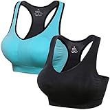 Lataly Womens Racerback Sports Bras Seamless High Impact Support Workout Yoga Bra,Black Blue,XL