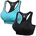 Lataly Womens Racerback Sports Bras Seamless High Impact Support Workout Yoga Bra,Black Blue,XL