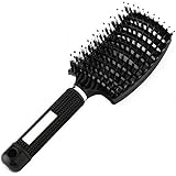 LayTmore Anti Static Soft Boar Bristles,Hight End Hair Brush for Wet and Dry Hair, Comb for Women, Men and Kids (Black)