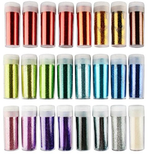 Deluxe Glitter Shake Jars Set Kit - Arts, Crafts, Scrapbooking, Body, Face, Slime, Party Invitations, Holiday Crafts, Extra Fine, 24 Multi color Set