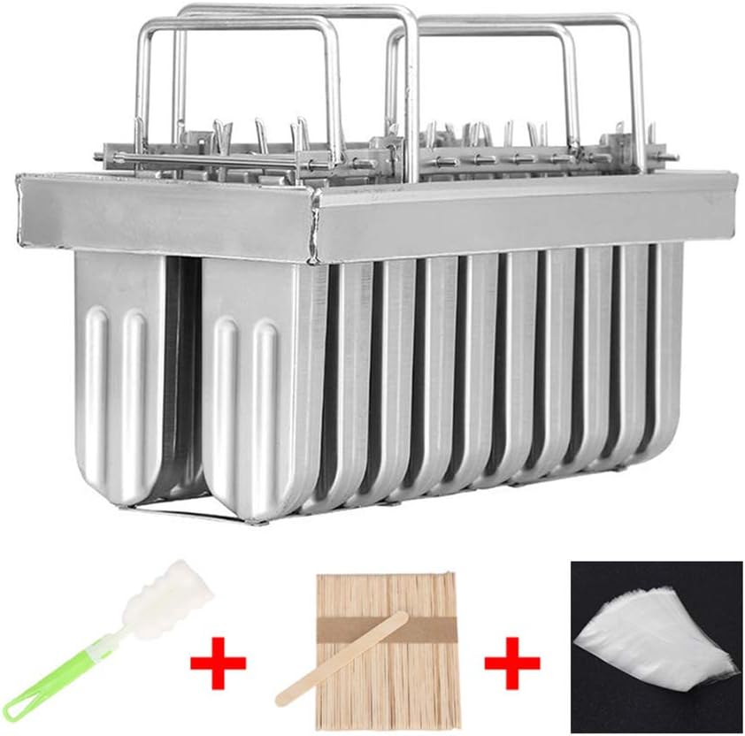 Ice Lolly Mold Maker Stainless Steel Popsicle Mold Set, 20pcs Stick Holder, Ice Cream Stick Mold + Cleaning Brush* 1 + Ice Cream Sticks* 100 + Ice Cream Bags *100 TOPQSC (A: with Grooved 85ml)