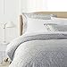 Amazon Brand – Pinzon Paris Printed Egyptian Cotton Sateen Duvet Set - Full or Queen, Light Gray