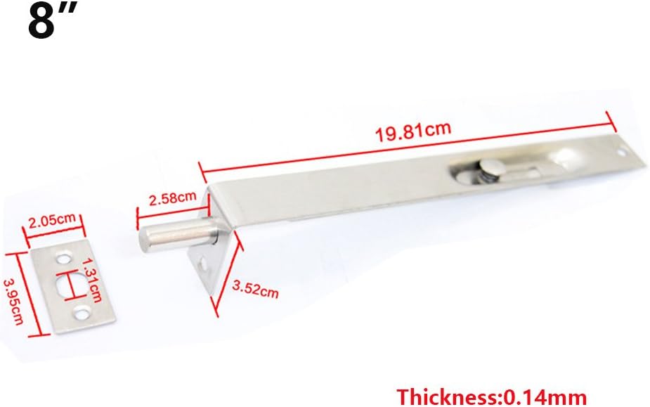 Stainless Steel Door Slide Bolt Latch Lock Flush Bolt for Primary-Secondary Doors, Double-Open(8 Inch/Pack of 2) - Image 3