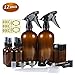 12 Pack Amber Glass Essential Oil Bottle Kits - 2 Pack 16oz & 4 Pack 2oz Spray Bottles & 6 Pack 10ml Roller Bottles for Essential Oils or Cleaning Agent. Labels, Droppers, Funnels and Lids Included