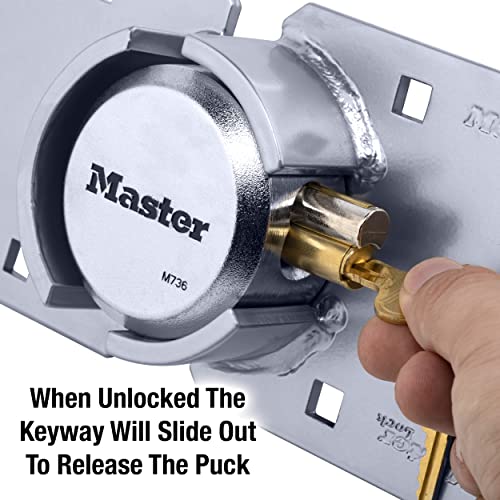 Master Lock Puck Lock, Heavy Duty Hidden Shackle Lock and Hasp, Solid