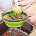 2 Pack Kitchen Foldable Silicone Strainer Colanders, Collapsible Colanders with Handles, Space-Saver Folding Strainer Colander for Draining Pasta, Vegetable (Green and Red)