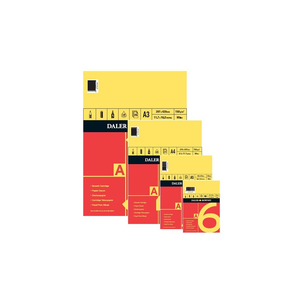 Daler-Rowney Red and Yellow, Drawing Paper, Smooth Surface, 150 gsm, 90lb, Spiral Pad, A5 - 5.8 x 8.3in - 14.8 x 21 cm, 25 Sheets - Image 3