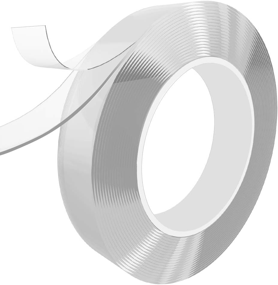Washable Adhesive Tape，Traceless Nano Adhesive Tape Removable and Reusable Clear Double Sided Anti Slip Tape，Transparent Sticky Gel Griptape for Glass Metal Kitchen Cabinets Wall (1M/3.28FT)