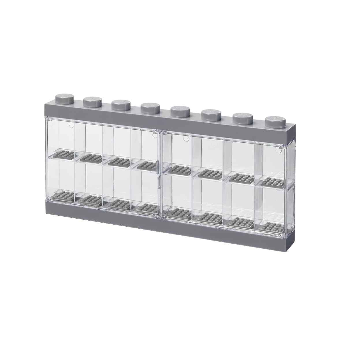 LEGO Minifigure Display Case 16 Grey, Stackable Container for Wall or Desk, Space for 8 Minifigures, Home Office Display Cabinets LEGO storage