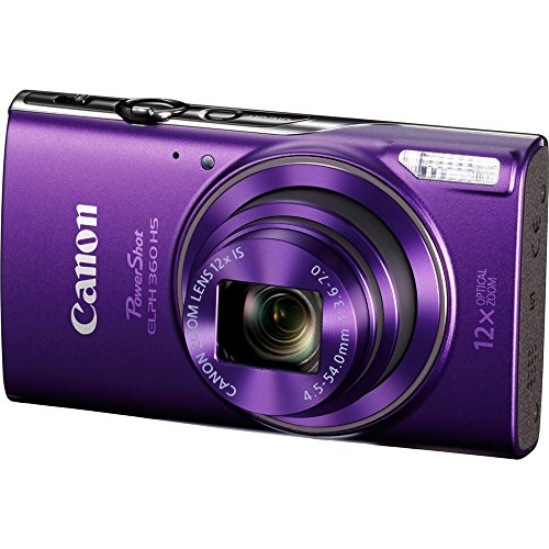 Canon-PowerShot-ELPH-360-HS-Purple-Digital-Camera-32GB-Card-Bundle-includes-Camera-32GB-Memory-Card-Reader-Wallet-Case-Mini-Tripod-Screen-Protectors-Cleaning-Kit-and-Beach-Camera-Cloth