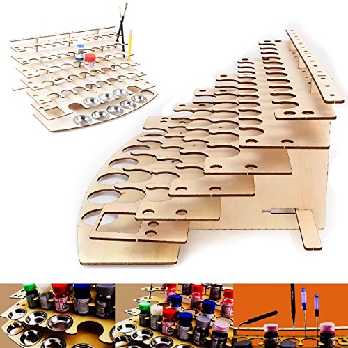 CAVEEN Paint Stand 57 Pots Wooden Acrylic Color Paints Bottle Storage Rack Holder Modular Organizer