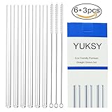 Premium Straight Glass Straws Set - 6+3 Pack, 9