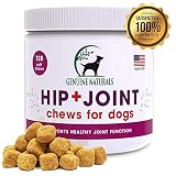 Genuine Naturals Glucosamine Chondroitin, MSM, Organic Turmeric Soft Chews, Hip and Joint Supplement for Dogs, Supports Healthy Joint Function and Helps with Pain Relief, 120-Count