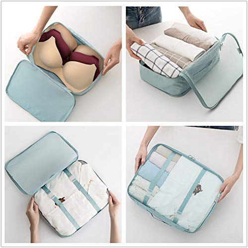 EFAILY Lightweight Luggage Packing Organizers 6 pcs Luggage Packing Organizers Packing Cubes Set for Travel (Light blue) - Thumbnail 2
