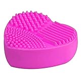 Misaky Silicone Fashion Egg Cleaning Glove MakeUp Washing Brush Silica Glove Scrubber Board Cosmetic Clean Tools (Hot Pink)