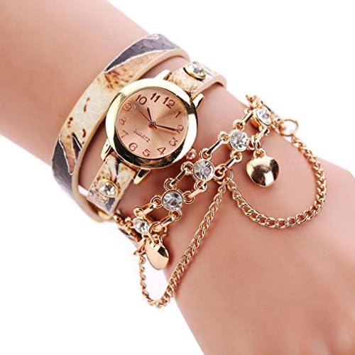 BEUU 2018 New Serpentine Necklace Around The Watch Woman Leather Rhinestone Rivet Chain Quartz Bracelet Wristwatch Stainless Vintage Ladies Gold Watch Women Men Fashion