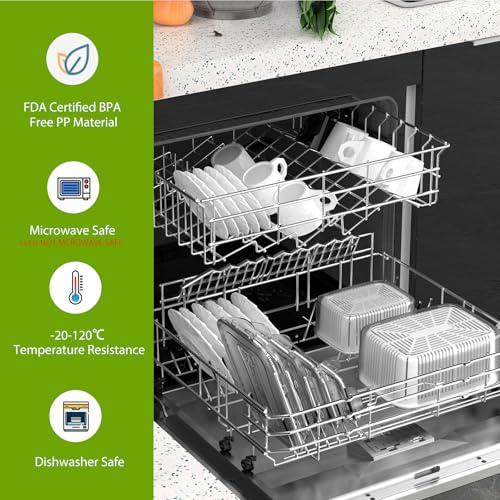 Luxear Produce Contenedores de Almacenamiento sin Bpa, Almacenamiento de Verduras y Frutas Frescas con Sistema de Control de Ventilacion y Division Ajustable, 5 Contenedores 0.7+1.35+2.3+3.8+5.8 L, Blanco
