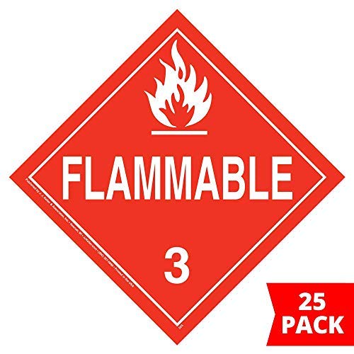 Class 3 Flammable Liquid Placard, Worded 25-pk. - 10.75" x 10.75" Removable Self Adhesive Economy Vinyl for Short-Term Applications - J. J. Keller - Complies with DOT Hazmat Placard Requirements