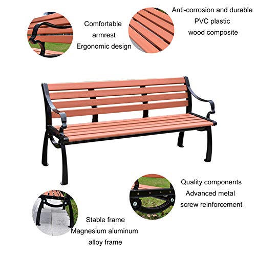 Parkbank Im Freien, Korrosionsbeständige Kunststoff-Holzbalkon-Gartenbank Mit Doppelter Rückenlehne… – Bild 7