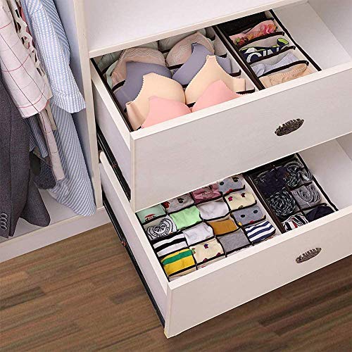 Auoinge Drawer Organiser Divider, Foldable Sock Underwear Drawer Organiser Storage Box for Wardrobe Closet, Dustproof, Odorless Bedroom Knicker Compartments