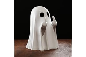 GLADYELL 1Pcs Middle Finger Cute Ghost Statue Figurine Mini Ghosts Small Scary Ghost Figurines, Spooky Halloween Home Resin Ghost Statue Decorations Coffee Table Centerpieces Shelf Mantel Display Ornaments