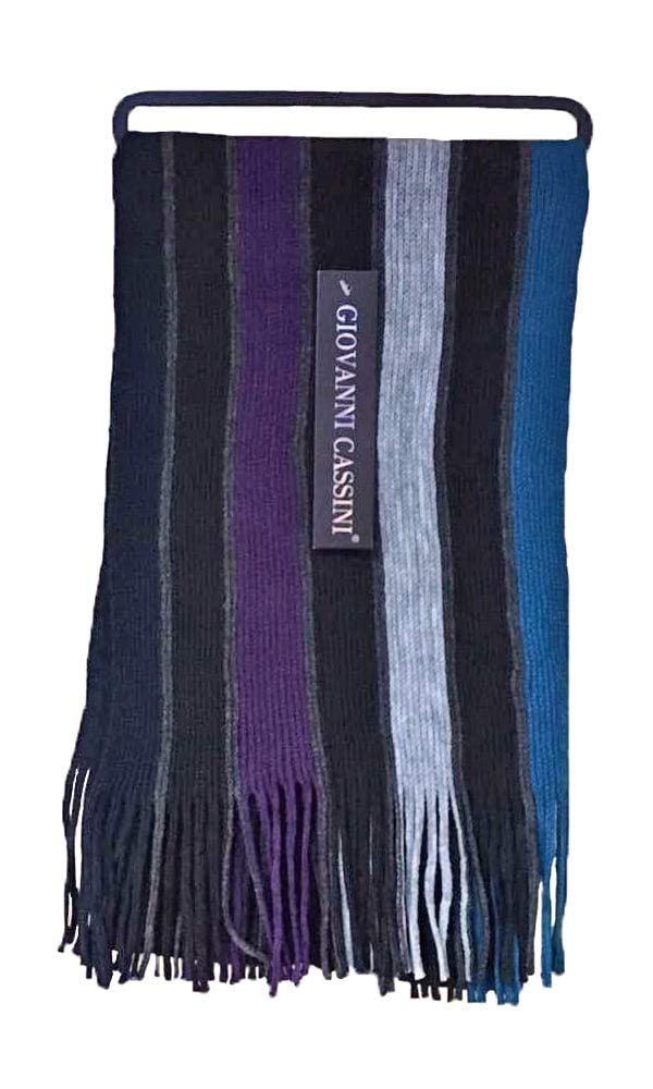 Giovanni Cassini Mens Luxury Italian Inspired Stylish Warm Knitted Striped Winter Scarf