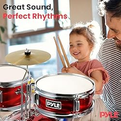 Pyle Kids Drum Set, 3 Piece Beginner Junior Drummer