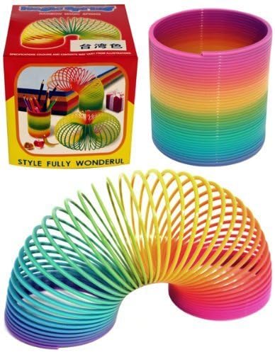 2X PLASTIC 6.5cm RAINBOW SPRING slinky 