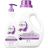 AspenClean Natural Dish Soap and Refill Lavender and Lemongrass - 100% Natural, Organic, Baby-Safe, Pet-Friendly, Vegan, Cruelty-Free, Biodegradable - EWG VERIFIED & EcoCert Certified