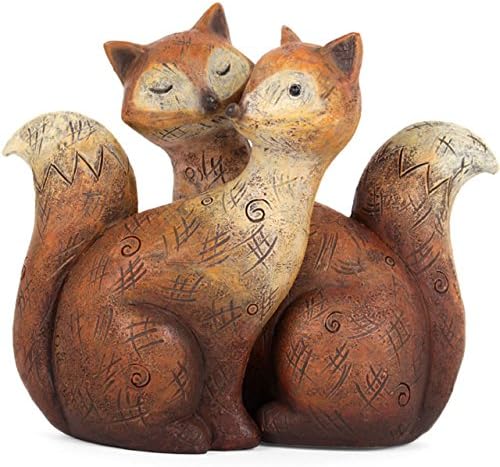 Charming Fox Family Brown Resin Figurine, 12cm x 6cm (1 Set), Stunning & Unique Home Decor Masterpiece
