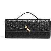 Covelin Women's Handmade Woven Evening Bag Leather Shoulder Clutch Handbag Fashion Crossbody Purse
