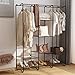 LANGRIA Large Free-Standing Closet Garment Rack Made of Sturdy Iron with Spacious Storage Space, 8 Shelves, Clothes Hanging Rods, Heavy Duty Clothes Organizer for Bedroom, Entryway (Black)