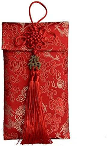 Auspicious Dragon Design Wedding Silk Brocade Fabric Red Envelope Luxury Splendid Floral Ten Thousand Dollars Money Pocket,&amp;1