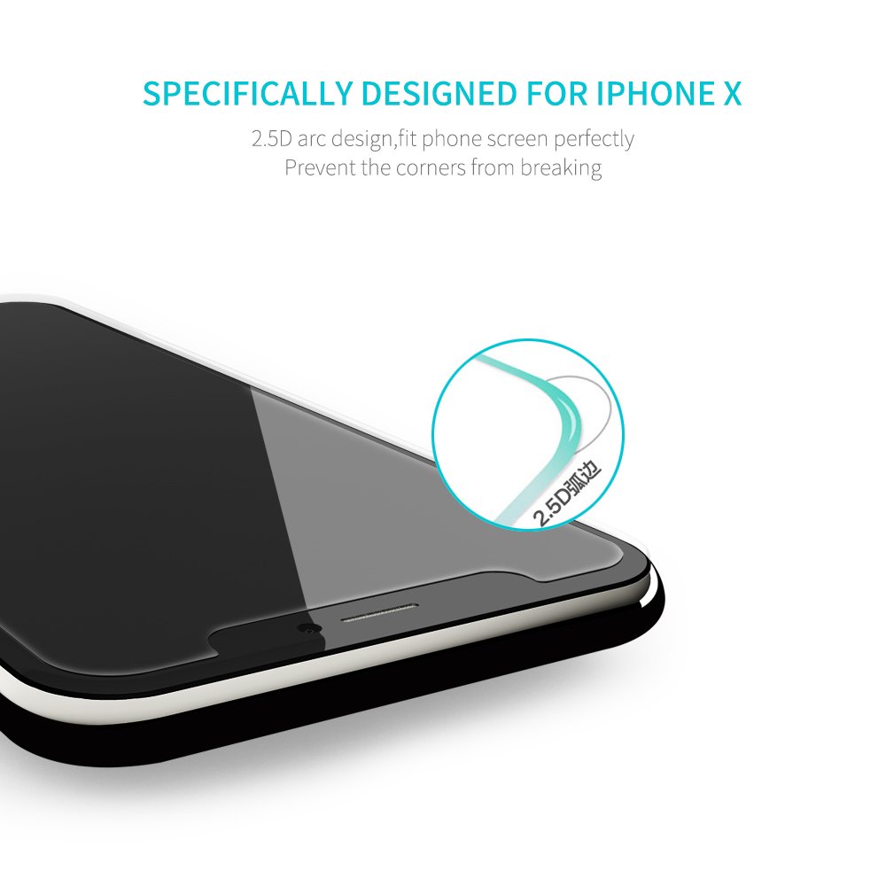 iPhone X Screen Protector, 3 Pack KEEKOON Tempered Glass Protector HD Clear 9H Hardness Full Coverage Film for Apple iPhone X/10