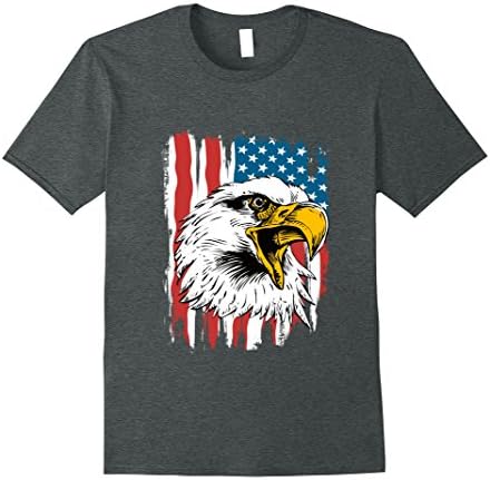 Mens Patriotic Shirt Eagle American T-Shirt XL Dark Heather