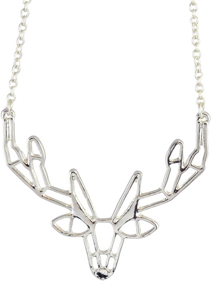 In Your Dreams Origami Deer Necklace, Dainty Silver Plated Pendant