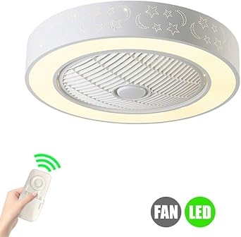 Ceiling Fans With Light Modern 3 Concealed Blades Fan Led Ceiling Lights With Remote Control For Indoor Living Room Bedroom Office Fan E Amazon Co Uk Lighting