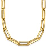Auriga Fine Jewelry 14K Yellow Gold Polished 7mm Paperclip Link Chain Necklace 17.5"