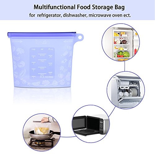 Silicone Food Bag Reusable Storage Preservation Bags Versatile Cooking Bag for Refrigerator Freeze Steamer Microwave Storing Fruits Vegetables Meat Milk (4 Packs) - Thumbnail 4