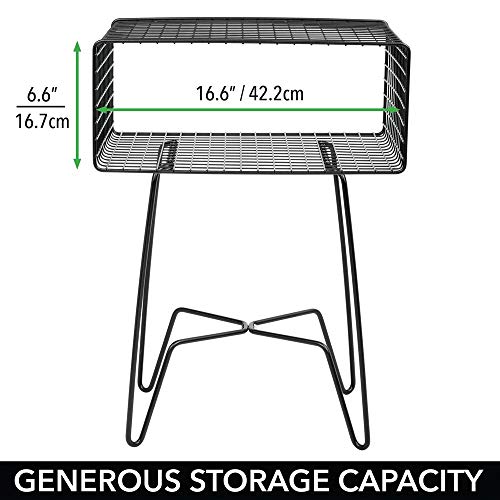 mDesign Modern Farmhouse Side/End Table Metal Grid Design Open