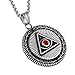 HZMAN Masonic Triangle All Seeing Eyes Necklace for Men, Stainless Steel Eye of Providence Pendant (Red CZ)