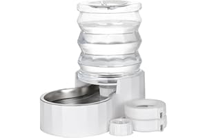 RIZZARI Upgraded 5L Automatic Gravity Dog Water Bowl Dispenser, 100% BPA-Free, Stainless Steel Cat Water Dispenser, Large Capacity Water Dispenser with Two Caps and Filters (5L+)